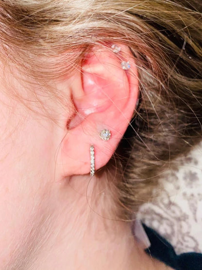 BAMOER 925 Sterling Silver Cubic Zirconia Ear Cuffs 18K Gold Plated Cartilage Hoop Huggie Earrings for Women Stackable Jewelry