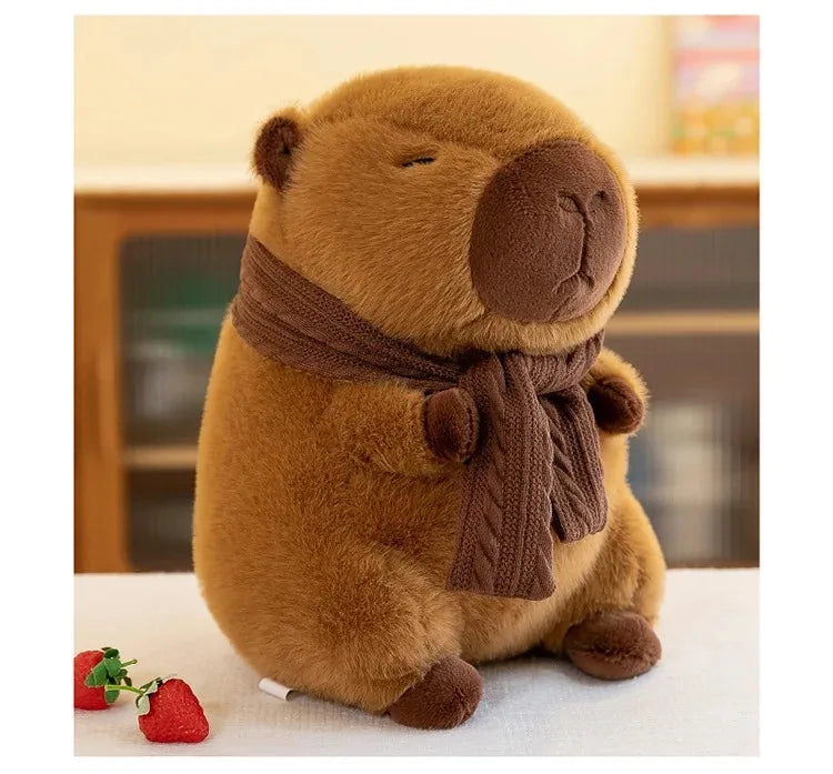 35CM Hot Plush Stuffed Doll Cute Scarf Pufferfish Plush Kawaii Animal Toy Children's Birthday Gift Capybara Doll Kids Toys