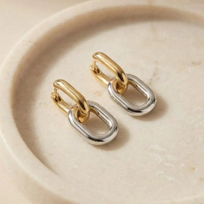 Minimalist Stainless Steel Fashion Gold Color U Shape Trendy Geometric Square Hoop Designer Earrings for Women Party Jewelry