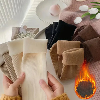 5pairs Winter Warm Solid Women Socks Thicken Thermal Socks Black Skin Seamless Snow Sock Unisex Socks