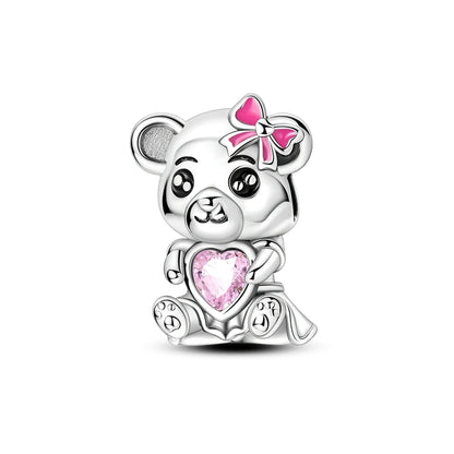 925 Sterling Silver Pink Charms Beads Butterfly Perfume Bottle Crown Heart Shaped Zircon Charms for Women Fine DIY Jewelry Gifts