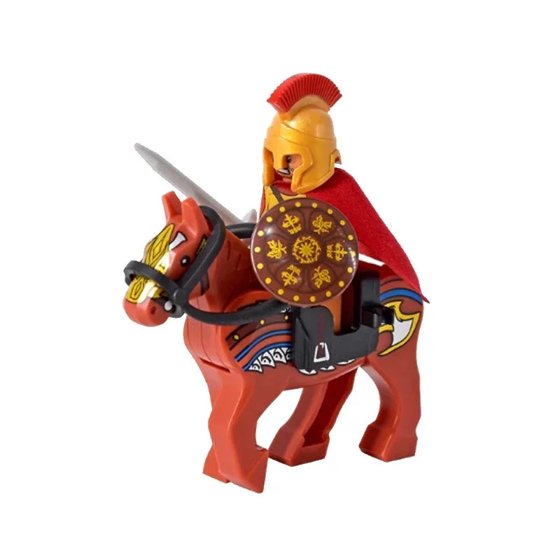 Medieval Knight Figure Building Blocks Roman Rohan Temple Soldier Infantry Commander Mount War Horse Wolf Orc Boy Toy Gift S009
