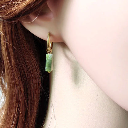 HUIDANG Earrings With Stones Boucles d'oreilles Square Natural Stones Small Hoops Earrings Woman New Trend 2025