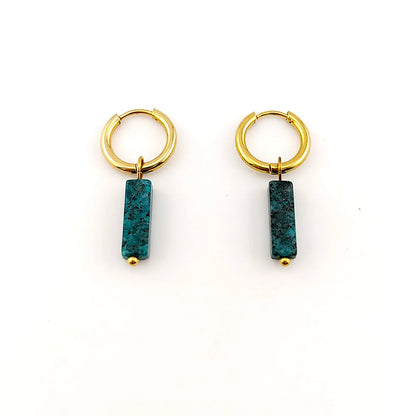 HUIDANG Earrings With Stones Boucles d'oreilles Square Natural Stones Small Hoops Earrings Woman New Trend 2025