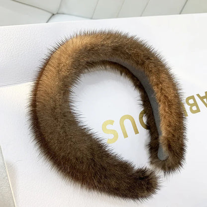 2025 Hot Sale Women Luxury winter 100% Real Mink Fur Headbands High Quality Real Fur Hair Band Lady Fashion Hair Hoop Furry Gift