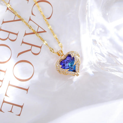 Fashionable and Luxurious Peach Heart Pearl Oyster Necklace, Personalized and Versatile Stainless Steel Clavicle Chain
