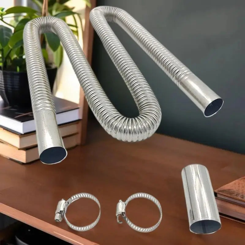 Vent Hose 60-300cm Stainless Steel Tube For Car Air Heater With Hose Clamp