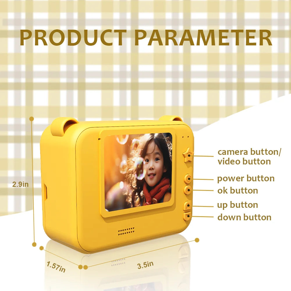 Kids Camera Digital Children Camera Instant Print Photo 1080P HD Video Recorder Toddler Mini Thermal Printer Birthday Gifts