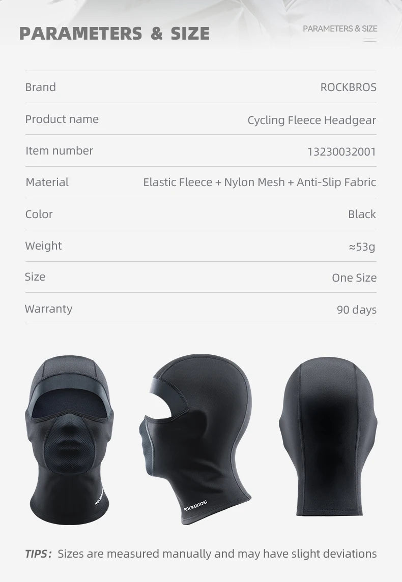 ROCKBROS Keep Warm Bicycle Full Face Mask Winter Windproof Fleece Cycling Head Caps Mask Balaclava Ski Motorcycle Bike Headgear