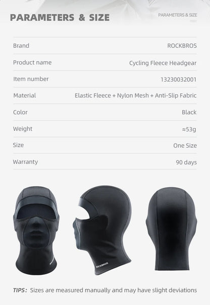 ROCKBROS Keep Warm Bicycle Full Face Mask Winter Windproof Fleece Cycling Head Caps Mask Balaclava Ski Motorcycle Bike Headgear