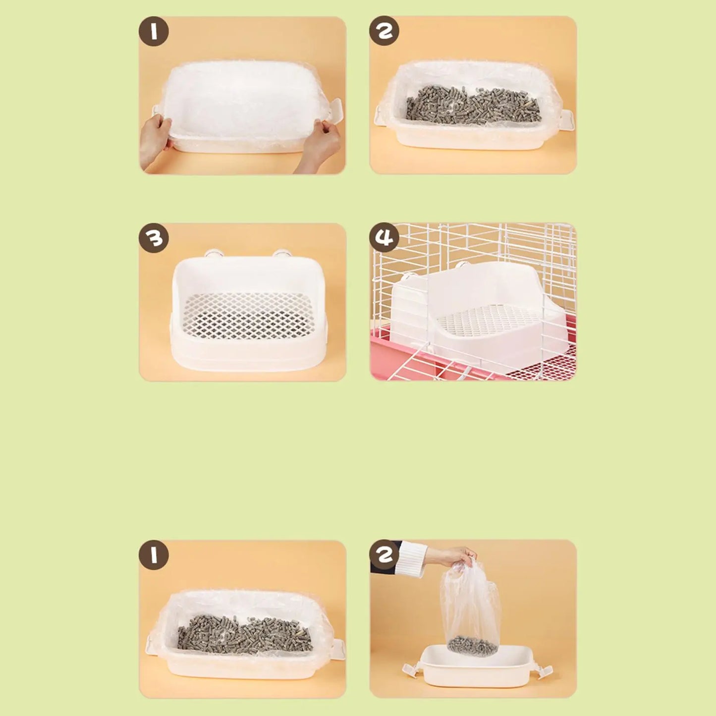 Large Capacity Rabbits Litter Box Rectangular Bunny Potty Corner for Guinea Pigs Chinchillas Small Pet Cleanging Tools