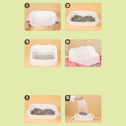 Large Capacity Rabbits Litter Box Rectangular Bunny Potty Corner for Guinea Pigs Chinchillas Small Pet Cleanging Tools
