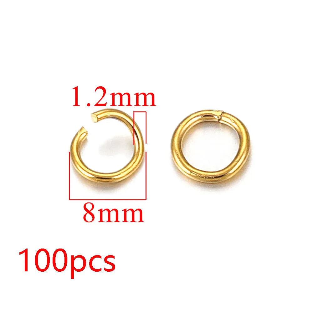 100-200pcs/lot 3/4/5/6/7/8/10mm Stainless Steel Gold Plated Jump Ring Connector for Diy Jewelry Making Accessories Wholesale