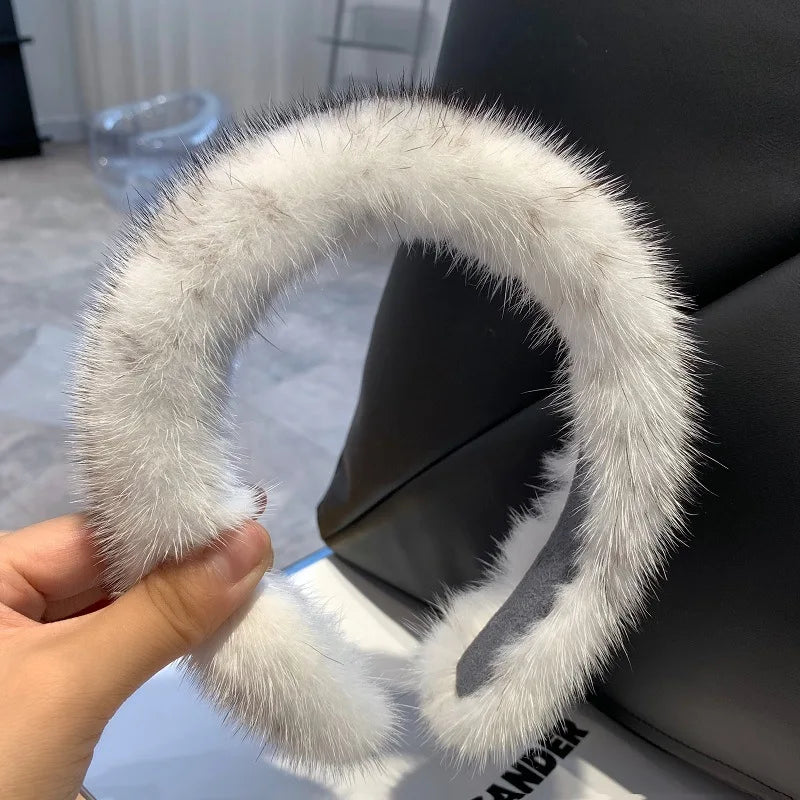 2025 Hot Sale Women Luxury winter 100% Real Mink Fur Headbands High Quality Real Fur Hair Band Lady Fashion Hair Hoop Furry Gift
