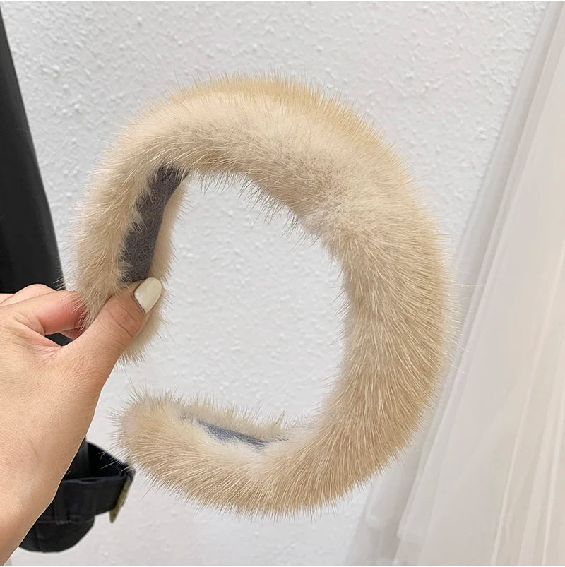 2025 Hot Sale Women Luxury winter 100% Real Mink Fur Headbands High Quality Real Fur Hair Band Lady Fashion Hair Hoop Furry Gift