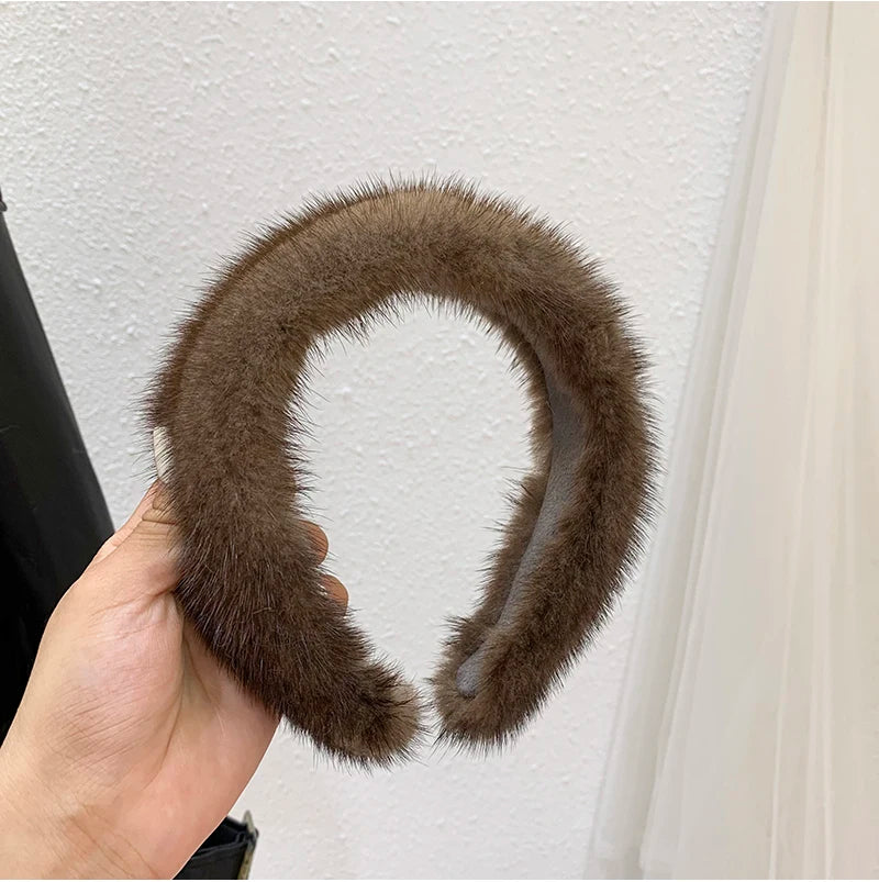 2025 Hot Sale Women Luxury winter 100% Real Mink Fur Headbands High Quality Real Fur Hair Band Lady Fashion Hair Hoop Furry Gift