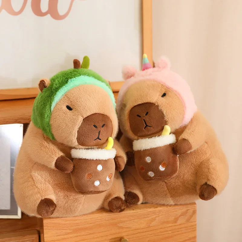 Capybara Plush Toy Simulation Capibara Cosplay Unicorn Dinosaur Dress Boba Bread Fruit Food Decor Birds Bubble Stuffed Animals