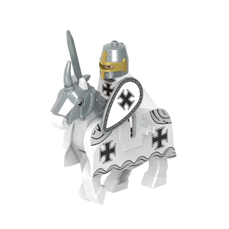 Medieval Knight Figure Building Blocks Roman Rohan Temple Soldier Infantry Commander Mount War Horse Wolf Orc Boy Toy Gift S009
