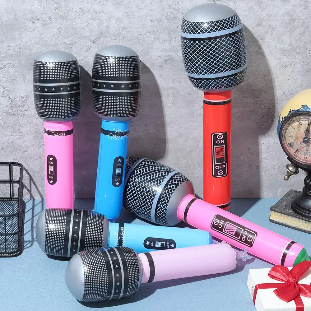12Pcs Inflatable Microphones Blow Up Inflatable Microphone Props Toys for Musical Concert Themed Party Birthday Toys Decoration