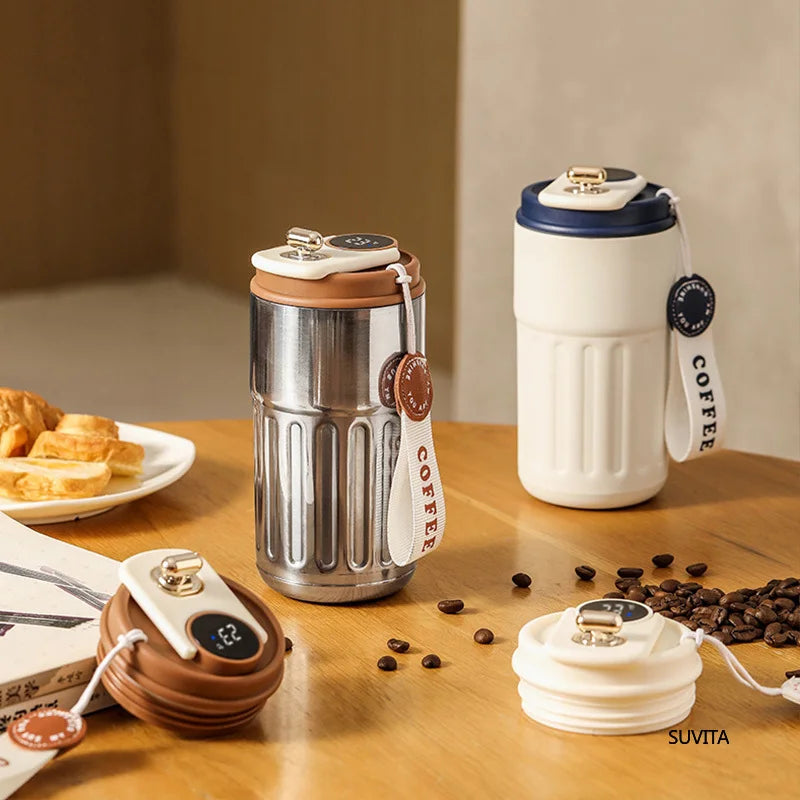 450ML Thermos Water Bottle Smart Display Temperature Stainless Steel Vacuum Coffee Cup Keep Cold and Heat Travel Thermal Mug