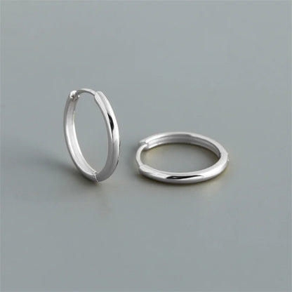 WANTME Real 925 Sterling Silver Minimalist Bohemian Round Ear Buckle for Women Punk Unisex Rock Hoop Earring Jewelry Accessories