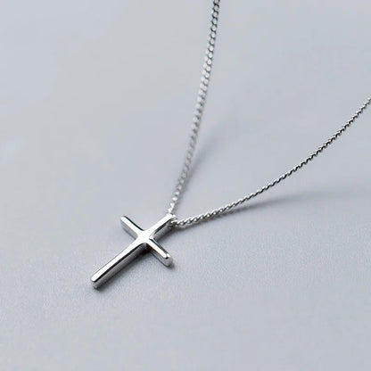 REETI 925 Sterling Silver Cross Korean Simple Temperament Jewelry Female Wild Accessories Pendant Necklace