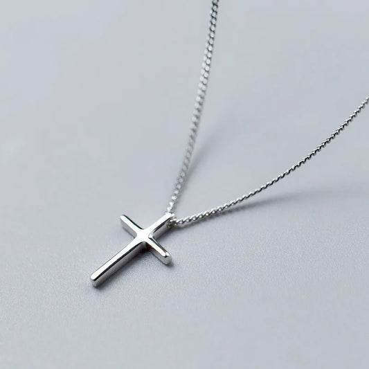 REETI 925 Sterling Silver Cross Korean Simple Temperament Jewelry Female Wild Accessories Pendant Necklace