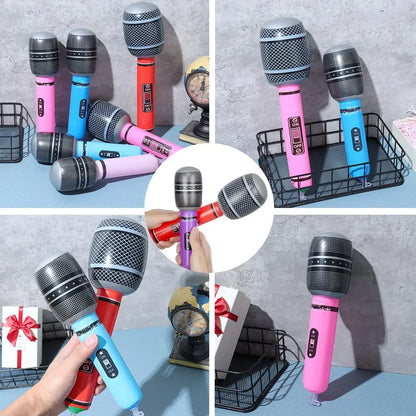 12Pcs Inflatable Microphones Blow Up Inflatable Microphone Props Toys for Musical Concert Themed Party Birthday Toys Decoration