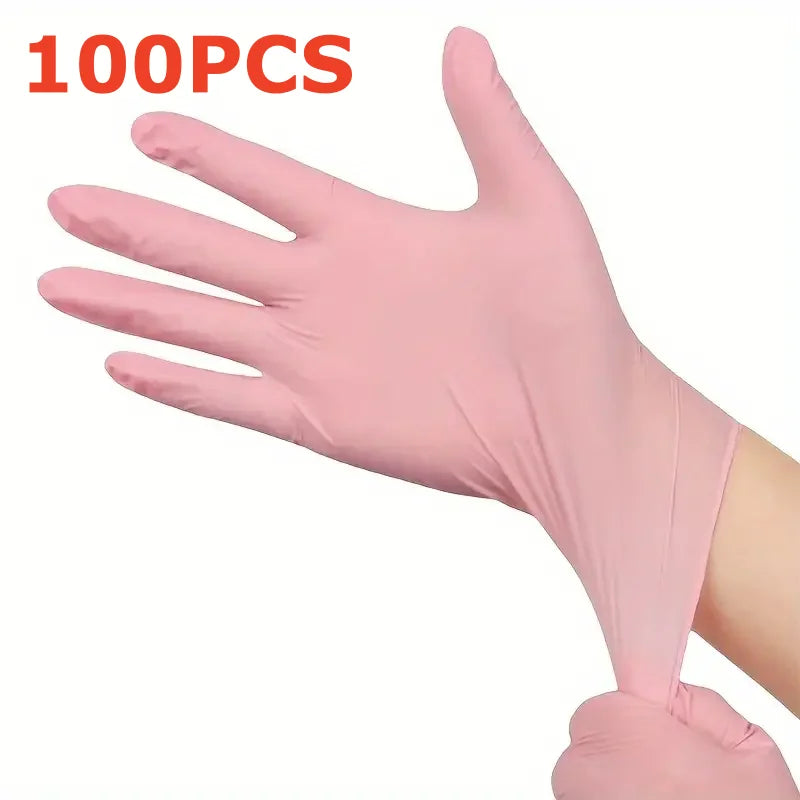 20/50/100PCS Pink Nitrile Disposable Gloves 3.5mil Latex Free Household Cleaning Gloves for Food Pre Tattoo Beauty Esthetician