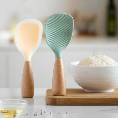 5Pcs White Silicone Wooden Handle Cooking Tool Non-stick Kitchen Utensils Silicone Spatula Baking Kitchen Utensils Tool