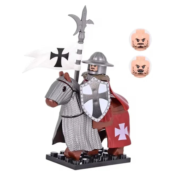Medieval Knight Figure Building Blocks Roman Rohan Temple Soldier Infantry Commander Mount War Horse Wolf Orc Boy Toy Gift S009