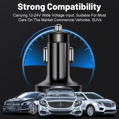 300W PD Car Charger 6 Ports Fast Charging QC3.0 USB C Car Phone Charger Type C Adapter Dual PD Super Fast with Digital Display
