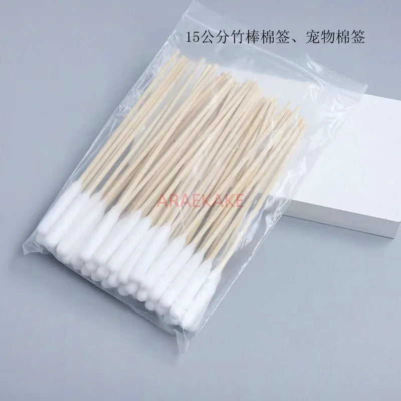50pcs Cotton Swabs, Pet Cotton Ear Buds for Dog Ear Care, Long Bamboo Cotton Sticks for Dog Ear Cleaning Solution