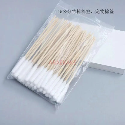 50pcs Cotton Swabs, Pet Cotton Ear Buds for Dog Ear Care, Long Bamboo Cotton Sticks for Dog Ear Cleaning Solution