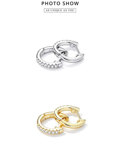 BAMOER 925 Sterling Silver Cubic Zirconia Ear Cuffs 18K Gold Plated Cartilage Hoop Huggie Earrings for Women Stackable Jewelry