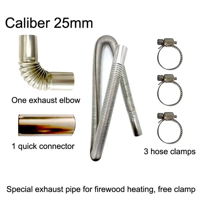 Vent Hose 60-300cm Stainless Steel Tube For Car Air Heater With Hose Clamp
