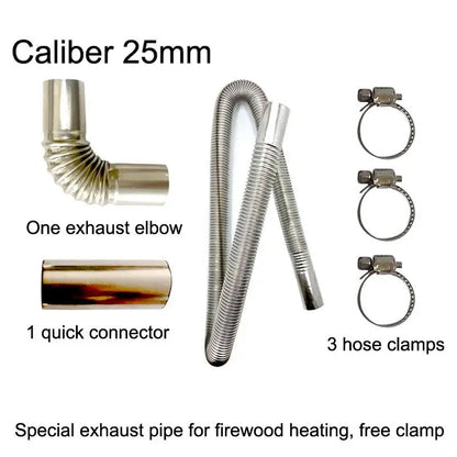 Vent Hose 60-300cm Stainless Steel Tube For Car Air Heater With Hose Clamp