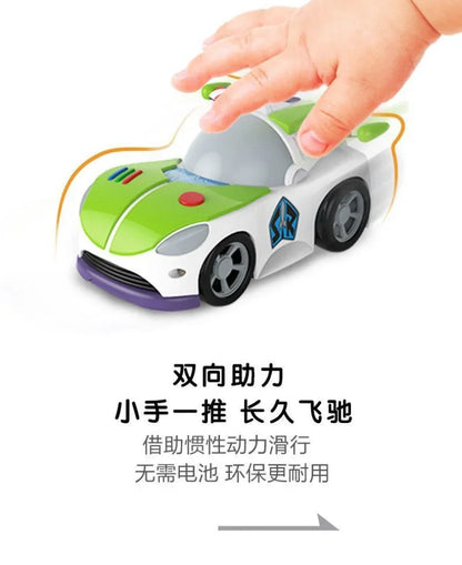 13cm Disney Pixar Toy Story Inertial Woody Buzz Pull Back Car Simulation Doll Children's Interest Training Development Toys