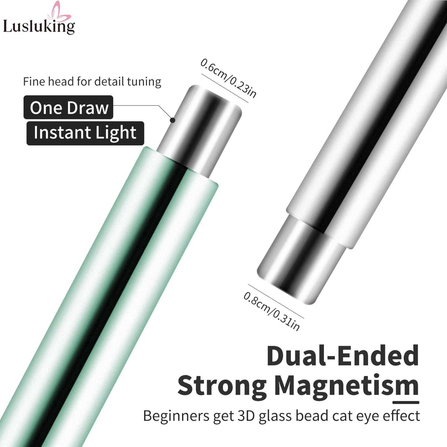Cat Eye Nail Art Magnetic Tool Cylindrical Stick with Ball Magnet Manicure Accessory for Glass Bead Effects Fits UV Gel Polish