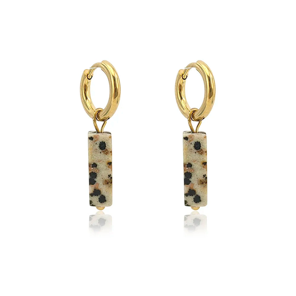HUIDANG Earrings With Stones Boucles d'oreilles Square Natural Stones Small Hoops Earrings Woman New Trend 2025
