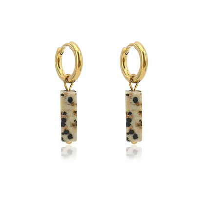 HUIDANG Earrings With Stones Boucles d'oreilles Square Natural Stones Small Hoops Earrings Woman New Trend 2025