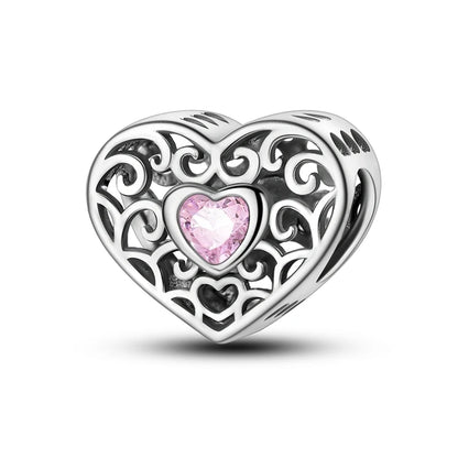 925 Sterling Silver Pink Charms Beads Butterfly Perfume Bottle Crown Heart Shaped Zircon Charms for Women Fine DIY Jewelry Gifts