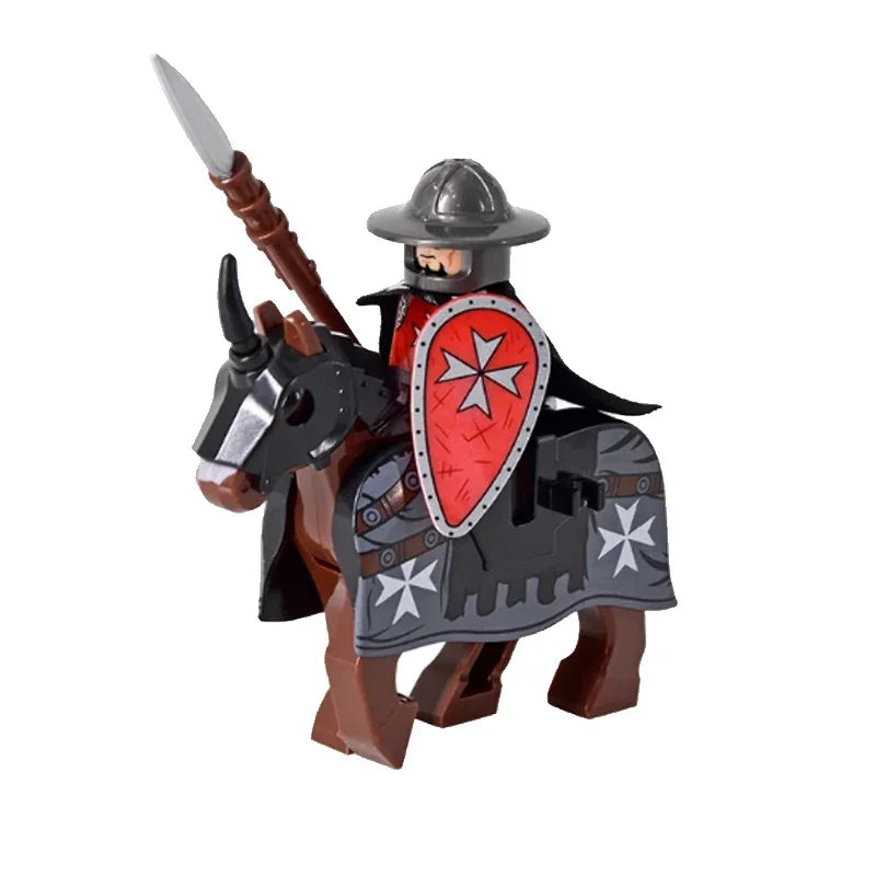Medieval Knight Figure Building Blocks Roman Rohan Temple Soldier Infantry Commander Mount War Horse Wolf Orc Boy Toy Gift S009