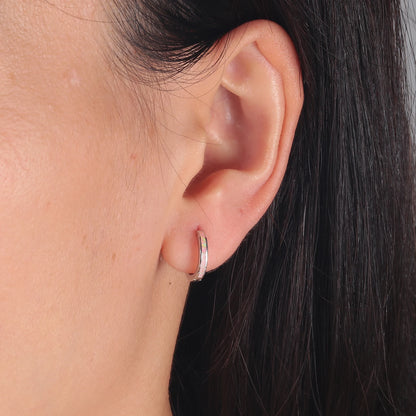 CiNily Simple Small Round Opal Hoop Earrings for Women 925 Sterling Silver Dainty Huggie Earrings Tiny Ear Jewelry Gifts 12mm