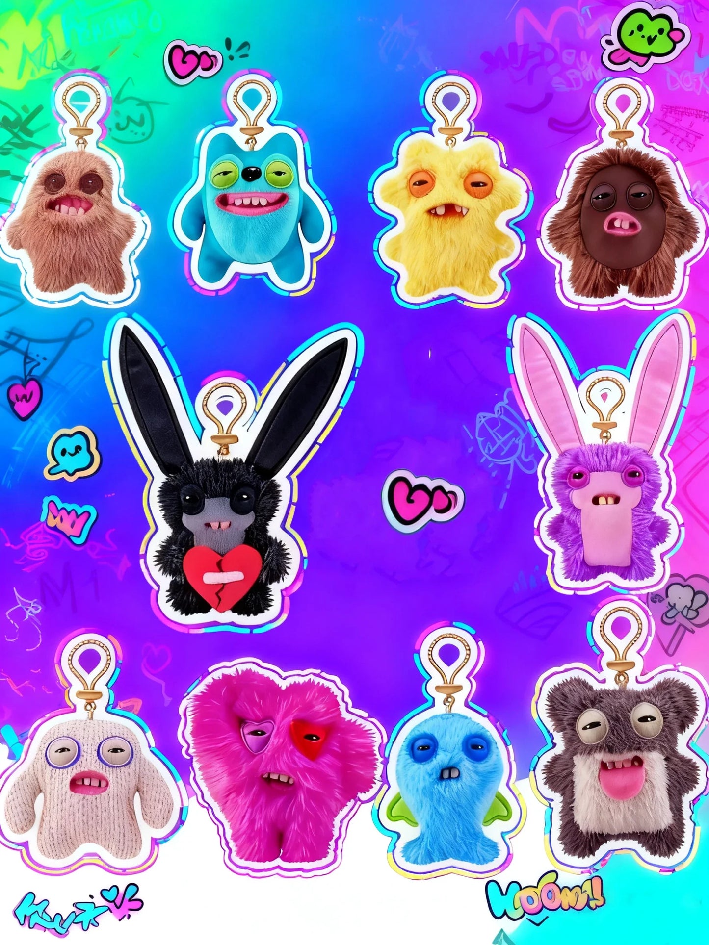 Fuggler Keychain Series 5 Funny Fugg Ugly Monster Plush Toys Cartoon Backpack Fuggler Pendant Dolls Stuffed Peluche Gifts 11CM