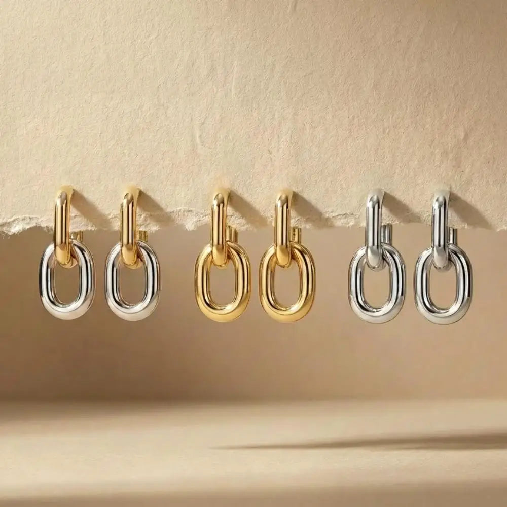 Minimalist Stainless Steel Fashion Gold Color U Shape Trendy Geometric Square Hoop Designer Earrings for Women Party Jewelry