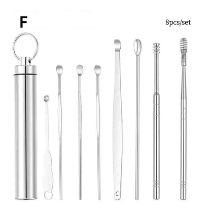 6/7/8Pcs Set Ear Wax Pickers Cleaning Stainless Steel Earpick Wax Remover Curette Ear Pick Cleaner Ear Cleaner Spoon Care Ear