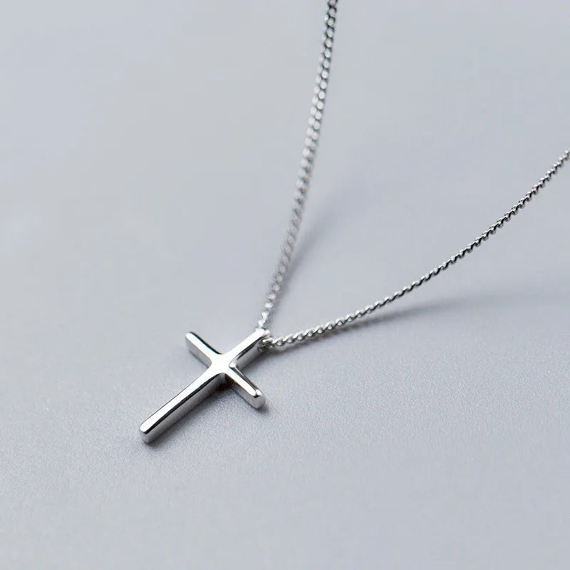 REETI 925 Sterling Silver Cross Korean Simple Temperament Jewelry Female Wild Accessories Pendant Necklace