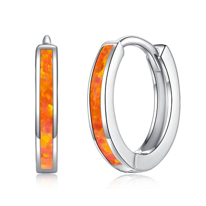 CiNily Simple Small Round Opal Hoop Earrings for Women 925 Sterling Silver Dainty Huggie Earrings Tiny Ear Jewelry Gifts 12mm