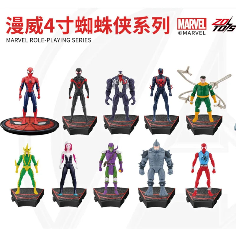 ZD Original Spider Man 4inch GREEN GOBLIN Doctor Octopus VENOM Action Figures MILES GWEN ELECTRO SCARLET SPIDER 2099 RHINO Toys